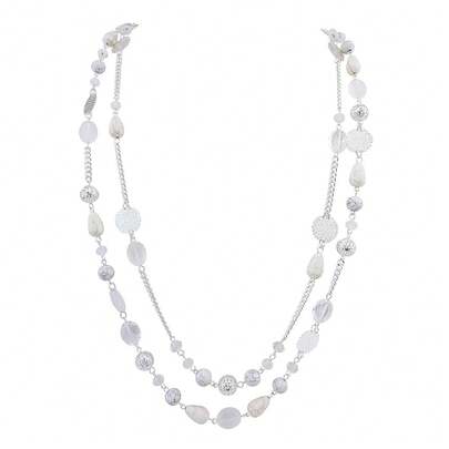 Bocar Long Necklaces For Women , Boho Layered Crystal Beaded Collar Necklaces For Women, Fashion Statement Necklaces Jewelry{Inchcolor_nameinch:InchWhiteinch}