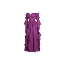 Vestido de disfraz medieval y renacentista, vestidos de época victoriana y regencia para mujeres - Grande / Extra Grande + Color Ciruela - Ver 2