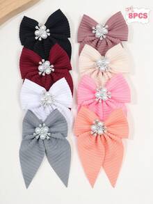 8pcs/16pcs Set Candy Color Mixed Bow Faux Pearl Hair Clips - Cute Accessory Headpiece, Suitable For Birthday, Back To School, Events And Parties, Hair Claws, Hair Slide, Hair Barrettes - Multicolor - View 10