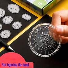 螺旋艺术齿轮几何尺圆形模板绘图塑料模板尺绘图套装螺旋曲线模板，含笔和纸，适用于DIY艺术工艺品素描绘画艺术玩具学生几何螺旋文具工具螺旋仪，尺子 - 彩色 - 查看 9