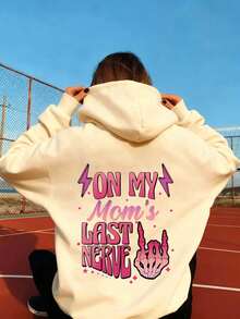 Casual Letter Print Sweatshirt For Teen Girl, Solid Color Long Sleeve Loose Pullover Sweatshirt, Suitable For School, Vacation, Shopping, Party, And Halloween, Spring/Autumn - Apricot - View 7