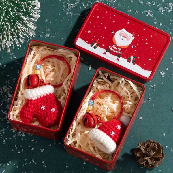 Christmas Crochet Hook Wool Ornaments, Creative Wool Christmas Wreath, Exquisite Hanging Decoration, New Product Bag, Christmas Decoration Items Shopping Festival