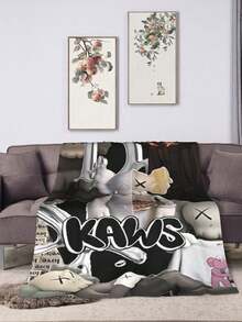 Kawss Kawaii Kaw Blanket Luxury Anime Flannel Blanket - Ultra Soft Cartoon Print, The Perfect Gift For Any Occasion, Christmas, Birthday, For Home, Camping & Travel Use - 黑色 - 查看 7