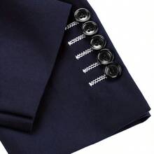 YonnePhnne Men'S Double-Breasted Solid Color Blazer With Front Pocket - Notch Lapel, Long Sleeve, Regular Fit All-Season Formal & Casual Wear, Versatile Menswear, Elegant Button Detail - 灰色 - 查看 4