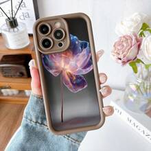 Cubierta de teléfono con borde protector color negro con estampado floral abstracto multicolor para uso diario y estilo moderno - Blanco - Ver 5