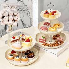 1pc 3-Tier Cake Stand With Tray, Dessert Display Rack, Appetizer Platter, Sweets And Cake Plate, Ideal For Birthday, Bridal Shower, Party, Wedding, Buffet Service