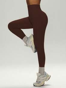 1 Piece Women's Black Solid Color Seamless Lift Bottoms, Peach Hip-Shaping Yoga Fitness Pants, Sports Trousers For Daily Casual Wear, High Price, Stable, Comfortable, Simple And Professional