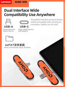Lenovo 高速双接口U盘，小新固态U盘，限量版创意礼品；它既是U盘又是滑板，创意设计，兼具解压和实用性。 - 銀色 - 查看 4