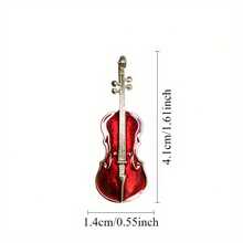Stylish Violin Elegant Men Women Brooch Red Violin Brooch Collar Pin Party Jewelry Gift - 棕色 - 查看 4