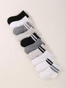 10双装男女宝宝通用新生儿袜，休闲简约设计，适合秋冬季节，0-3岁男孩女孩均可穿着，是感恩节/圣诞节的理想礼物。 - 彩色 - 查看 7