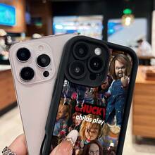 Funda para móvil de , el muñeco diabólico, con diseños del icónico personaje. Compatible con teléfonos ,  17,  16 Pro Max,  15 Pro Max,  13 y  12. Fabricada en TPU, ofrece protección contra golpes y caídas. Un regalo ideal para fans del cine de terror, ocasiones especiales y Halloween. - Negro - Ver 3