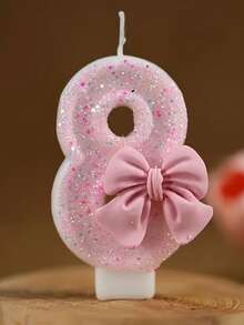 蝴蝶结装饰 0-9 数字蜡烛，升级硬盒包装，生日蛋糕装饰派对氛围用品，浪漫派对用品，单身派对，生日蛋糕装饰烘焙创意数字生日蜡烛蛋糕装饰蜡烛 DIY 手工制作，适用于生日派对、毕业派对、父亲节、母亲节、情人节、派对用品 - 粉色 - 查看 17