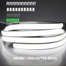 1pc USB Neon Light Strip, Touch Control Switch, 5V COB Flexible Rope Light, 320 LEDs/M, Bright Yet Non-Glaring, Suitable For Recessed/Surface Mount, With Clips & Adhesive Backing, Ideal For Ambient Lighting, Fashionable Illumination, High Brightness, Durable LED, Gamer Gear, Holiday Decor For Halloween, Christmas, Ramadan, New Year, Etc.