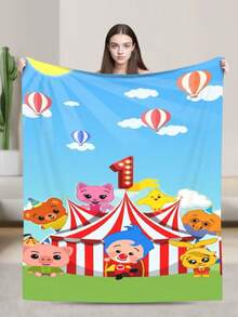 Plim Plim Anime Flannel Blanket For Girls Boys Anime Gifts Throw Blanket Cozy Plush Flannel Fleece Print Blankets Double-Layer Blanket Lightweight Fuzzy For Bed Decor - 黑色 - 查看 1
