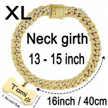 1pc Customized Luxury Rhinestone Dog Cuban Link Collar, 1.3cm Wide Hiphop Pet Necklace, Suitable For Small/Medium/Large Dogs, Pet Accessories & Gift, Can Engrave Pet Name, Phone Number, Anti-Lost Ornamental,Engraved Stylish,Fashion,Colorful,Vintage,Cute,Contracted,Cuties Custom,Unique,Customized,Personalized Pet For Anniversaries,For Birthdays,Pet Supplies,2025 Halloween Accessories,Fall Décor