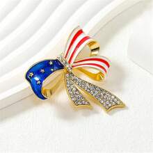 Rhinestone Waving USA Flag Brooch Pin For Men Women Silver Tone Fashion Crystal 4th Of July American Patriotic Medal Blue Red Enamel Brooches Dress Accessories S  Memorial Day Jewelry{Inchcolor_nameinch:InchBowFlaginch} - 弓旗 - 查看 7