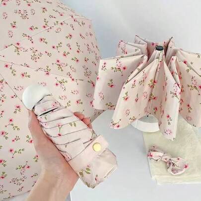Compact Folding Manual Umbrella, Fashionable & Minimalist Black Coating, UV Protection, Suitable For Outdoor Travel - Small Orchid Flower, Pink Flower, Spring Summer Picks, Brides Maid Gifts, Room, Beach, Travel, For Men, For Women, Vacation, Cute Stuff, Mother's Day Gift, Garden, Summer, Beach, Squishy, Commencement, Congrats Grad, Travel Hiking Essentials, Portable Tools, Summer Essentials, Summer Portable,Umbrella / Compact Umbrella / Travel Umbrella / Windproof Umbrella / Folding Umbrella / Rain Umbrella / Automatic Umbrella / Uv Umbrella / Sun Umbrella / Paraguas / Guarda-Chuva