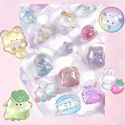 1张3D水晶浮雕贴纸 - 鲜艳的动物和花卉图案，自粘亚克力装饰贴纸，适用于手机、笔记本电脑、水瓶 - 色彩丰富、光泽亮丽、不对称形状，可爱贴纸，手机壳装饰，手账DIY贴纸