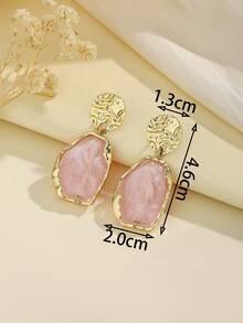 1 Pair Exquisite Bohemian Style Resin Fashion Classic Versatile Earrings - Pink - View 4