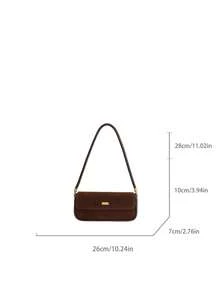 1 Stück hochwertiges, modisches klassisches Metallschnallen-Dekor, tragbar, kreative Umhängetasche mit quadratischem Design, Wildledertasche, Braune Tasche mit Muscheldesign, geeignet für Outdoor-Sport, Pendeln, Einkaufen, Campus, Kurztrips. Neueste modische Wildledertasche für Frauen, perfekt passend zu Herbstbekleidung für Frauen