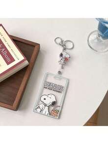 SNOOPY 1pc Peanuts Cartoon Retractable Card Holder Set, Random Style, Student/Commute/Access Card Holder, Christmas Gift, Christmas Stocking Stuffer, Christmas Decoration - Multicolor - View 7