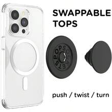 : PopGrip For MagSafe Expanding Phone Stand And Grip With A Swappable Top For Smartphones And Cases Adapter Ring For MagSafe Included Black Compatible With IPhone, Android Phone, Gift For Birthday, Family, Friends Gifts Birthday Phone Ring Holder Phone Grip Phone Accessories - Black - View 5