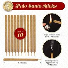 Premium Palo Santo Holy Wood 3 - 4 Inches Size Hand Rolled Incense Sticks From Peru. Great Meditation, Smudging Insenses, Spiritual Cleansing Inscent 10 Sticks Pack - 3-4英寸 - 帕洛桑托 - 查看 2