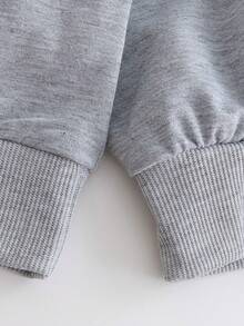 Tween Boy Casual Simple Baseball Printed Sporty Style Sweatshirt Boys Long Sleeve Hooded Sweatshirt Autumn And Winter Kids Boys Clothing - Grey - View 5