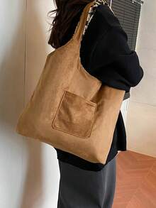 2025 Pluszowa, jesienno-zimowa, nowa, futrzana torba, dopasowana torba z nadrukiem w panterkę o dużej pojemności, modna torba na ramię, damska torba do pracy - Kolor khaki - Zobacz 5