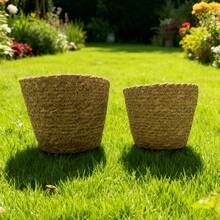 1pc Handwoven Straw Planter Basket, Wicker Plant Pot Cover For Home, Living Room Decor