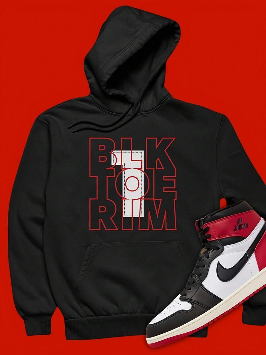 Black Toe 1 Outline Hoodie Matching 1 Black Toe Reimagined,Autumn/Winter Hoodie Autumn Set - Style 5 - View 1