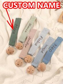 1 pieza Clip personalizado para chupete de bebé con lindo estampado de lunares, patrones personalizados para niños y niñas, clip universal calmante para chupete de bebé personalizado, - Multicolor - Ver 2