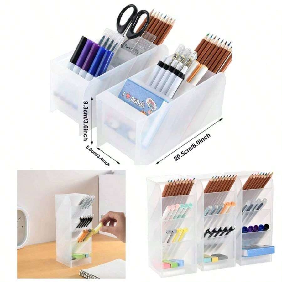 Organizador de escritorio de 3 piezas para Oficina y Hogar, Organizador de bolgrafos, Soporte de Almacenamiento para Bolgrafos, juego de 3 con 12 compartimentos. - inicial - Ver 1