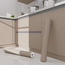 1 Roll Of Frosted Coffee Color Vinyl Self-Adhesive Wallpaper, Sticky Wallpaper, Kitchen, Bedroom, Living Room Warm Style Wall Decoration, Cabinets, Bookcases, Wardrobe Furniture Renovation Decoration, Home Decor, Room Decor, Apartment Decor - Mocha Brown - View 9