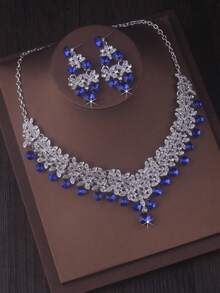 Luxury Bridal Queen Crown Headpiece Necklace Set, Baroque Style New Bride Tiara, Necklace And Earrings 3 Pieces Set