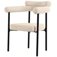 Table And Chair Set (5 Pieces), With Designer Metal Legs, Including 4 Hollow Armchairs In Wild Gray Leather Fabric, Elegant And Comfortable, Suitable For Restaurants. - 米色 + 白色 + 鐵 - 查看 10