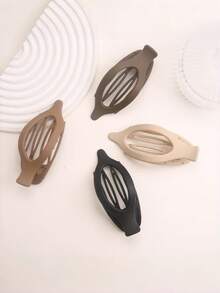 4pcs/1pc 10.5cm/4.13in Black, White, Khaki, Brown Large Flower Plastic Hair Clips, Fashionable, Versatile, Elegant, Minimalist Solid Color Hair Claws, Suitable For Daily Wear, Casual, Party, Commute, Hairstyling, Makeup, Outfit Accessorizing, Vacation Outfits Woman