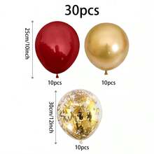 30pcs Red & Gold Balloon Set, 10inch Latex Balloons, Suitable For Birthday Party, Wedding, Anniversary, Graduation, Bridal Shower, Theme Party, Various Event Decoration, Indoor & Outdoor Decor - Multicolor - View 4