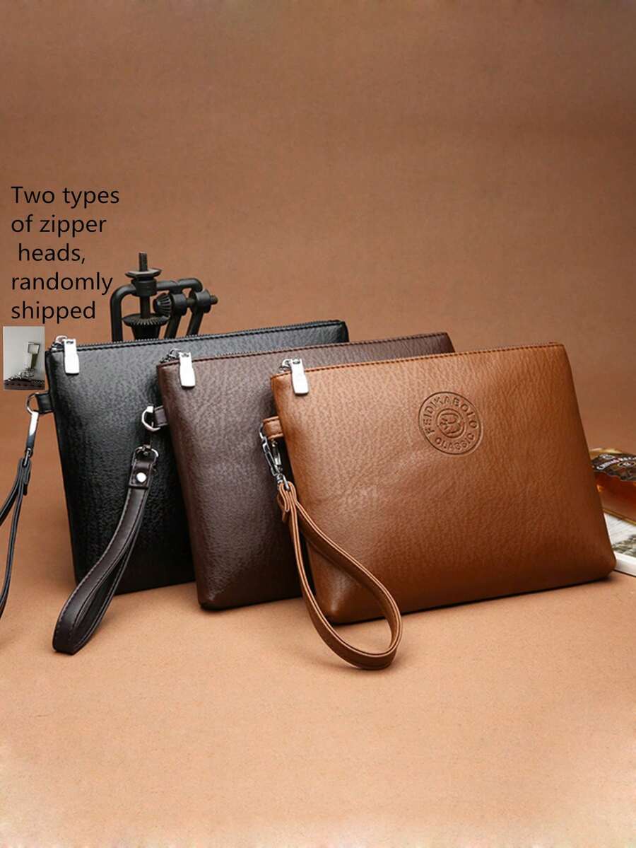 男士新款休闲软皮手拿包，大容量手机钱包，时尚圣诞、父亲节、新年礼物 - 彩色 - 查看 1