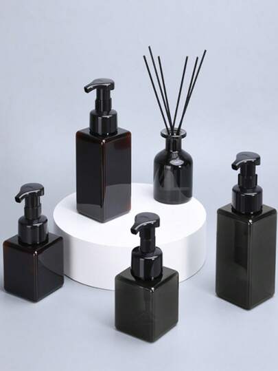 1个/2个装，慕斯泡沫瓶，多功能分装瓶，沐浴露洗手液按压式分装瓶，洗面奶洗发泡沫剃须泡沫瓶，洗手液瓶，旅行化妆品分装瓶。凝胶按压瓶，黑色，家居浴室装饰，返校季装饰