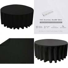 LA Linen Mantel Redondo de Popelina de poliéster, Casual, , 1(Negro) - Multicolor - Ver 1