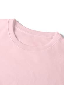 Camvyn WHITE SHARK 男士休闲时尚街头标语印花落肩宽松透气短袖T恤，夏季 - 粉色 - 查看 4