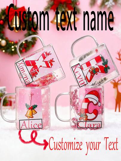 1pc Customized Name Personalized High Borosilicate Mug, Unique Gift For Special Occasions, Suitable For Camping Cup, Christmas Gift, Valentine's Day, Personalized Anniversary Photo Cup, Suitable For Boyfriend, Father, Girlfriend, Mother, Family, Friends, Tea Room, Home, Garden, Office, Anniversary, Valentine's Day, Mother's Day, Birthday, Father's Day, Graduation, Wedding, Housewarming, Drinkware
