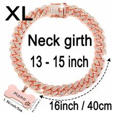 1pc Customized Luxury Rhinestone Dog Cuban Link Collar, 1.3cm Wide Hiphop Pet Necklace, Suitable For Small/Medium/Large Dogs, Pet Accessories & Gift, Can Engrave Pet Name, Phone Number, Anti-Lost Ornamental,Engraved Stylish,Fashion,Colorful,Vintage,Cute,Contracted,Cuties Custom,Unique,Customized,Personalized Pet For Anniversaries,For Birthdays,Pet Supplies,2025 Halloween Accessories,Fall Décor