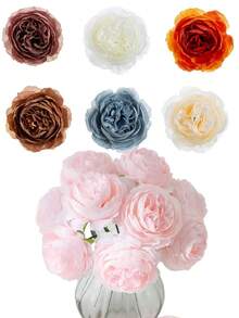 3 piezas de flores de peonía artificiales, con tallos, adecuadas para decoraciones de boda, decoraciones de pasteles, decoraciones del hogar en la sala de estar y el comedor, decoraciones de primavera, decoraciones de habitaciones, decoraciones de escritorio, decoraciones de jardín, etc. - Multicolor - Ver 1