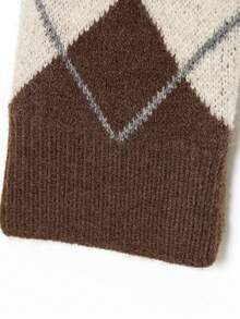 Camellia 女士秋冬新款菱形图案长袖单排扣休闲开衫毛衣度假 - 灰色 - 查看 10