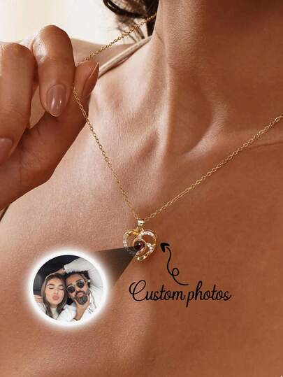 Collar con proyección de foto personalizada, un regalo memorable para madres, una joya con proyección de foto como regalo para esposas, un regalo de cumpleaños o de Navidad.