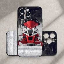 Funda para teléfono con diseño de carreras de motos de nieve para iPhone 17, 16, 15, 14, 13, 12 y 11, diseñada con una estética deportiva genial.Esta funda protectora es a prueba de golpes e ideal para amantes de las actividades al aire libre, presentando un tema de deportes de invierno, funda para teléfono al aire libre.| Deportes - Negro - Ver 2