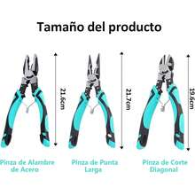 Juego de Pinzas Electricista, Alicates Herramienta Incluye Pinza de Punta Larga, Pinza de Corte Diagonal y Pinza de Alambre de Acero, Multiherramientas para Electricistas y Reparaciones - 1 - Ver 5