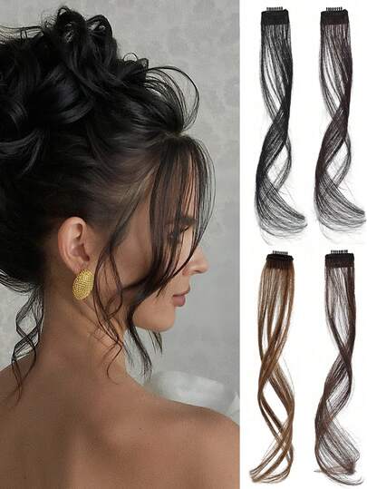 Dragon Beard Bangs Synthetic Wig, With A Slight Curl Of The Figure Eight On Both Sides, Featuring A Natural Face Shape For Women. Wig Piece With A Figure Eight Bangs For Daily Wear Hair Clips Winter Hair Accessories Party Claw Clip Fashion Hair Claw